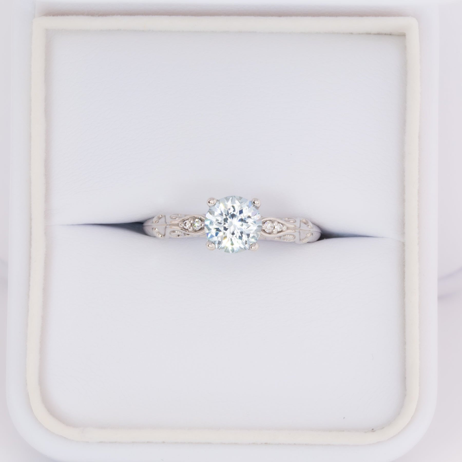 victoria engagement ring with  blue lab sapphire