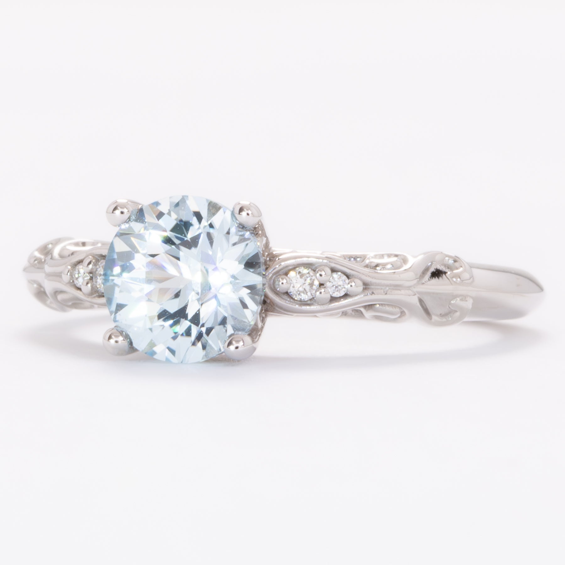 victoria engagement ring with  blue lab sapphire