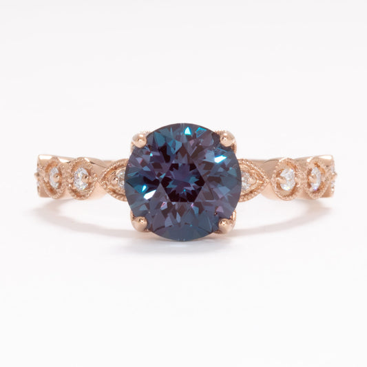 willow ring with round lab alexandrite